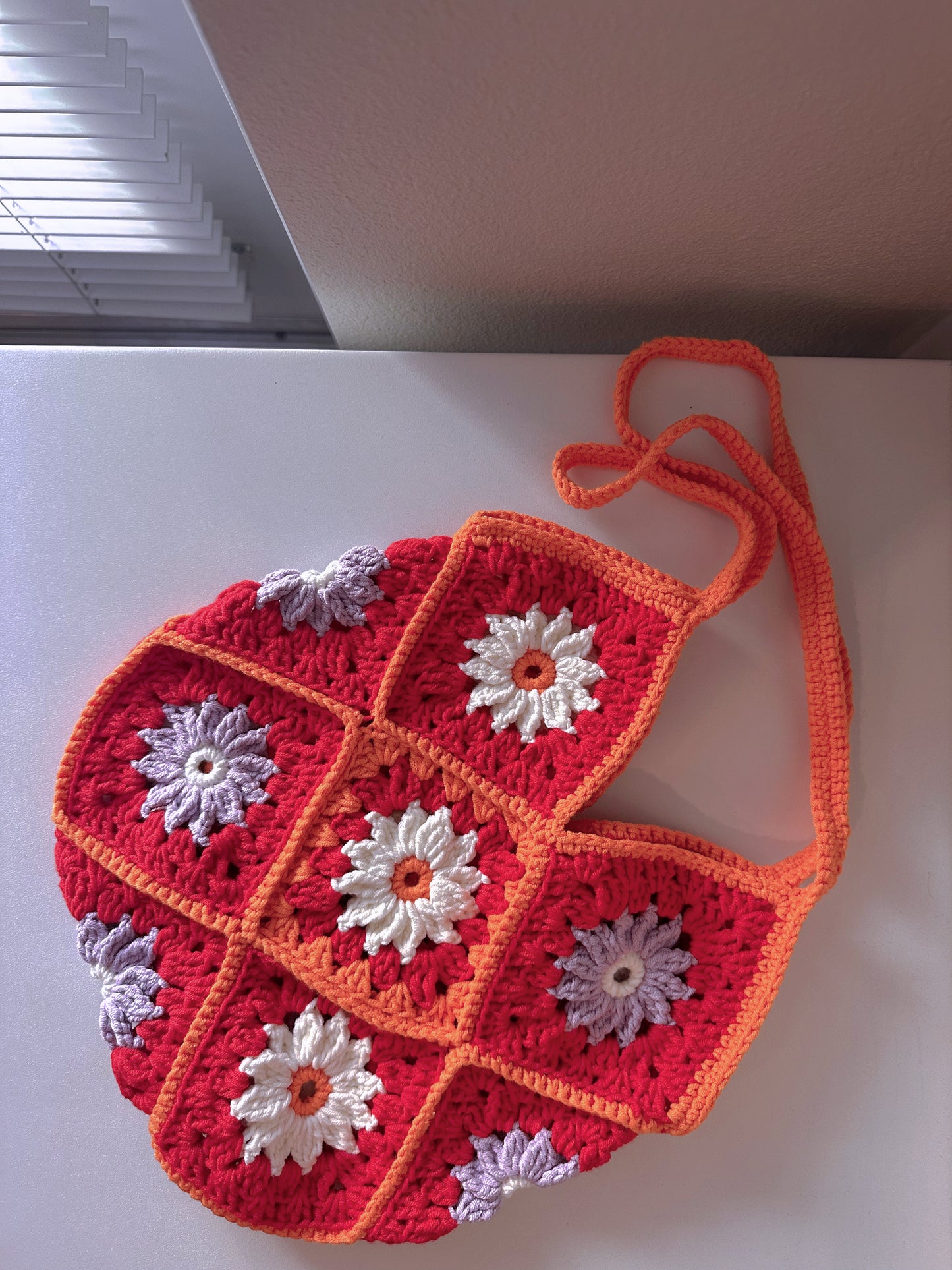 Red Granny Squares Shoulder Bag