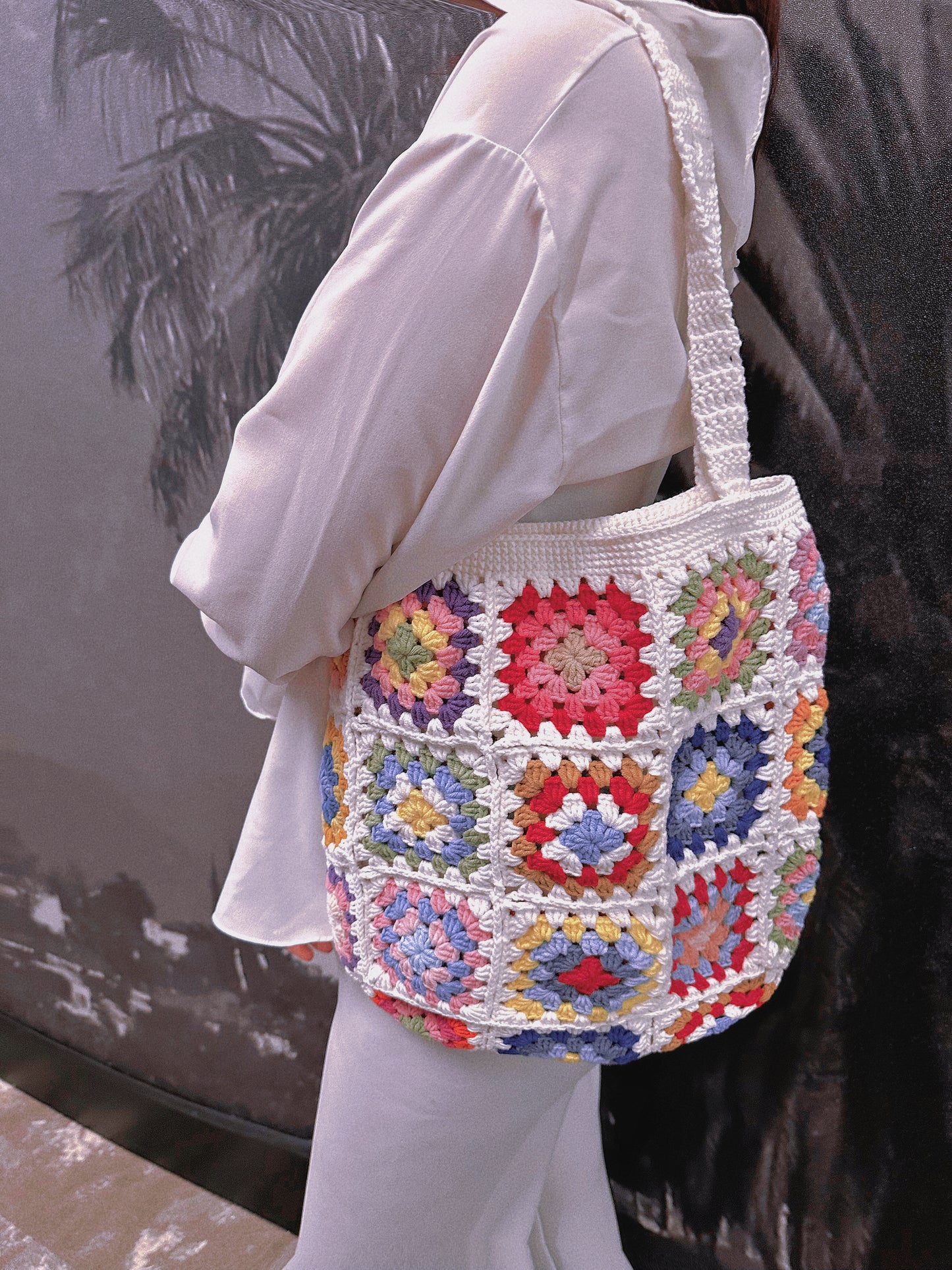 Colorful Granny Square Shoulder Bag